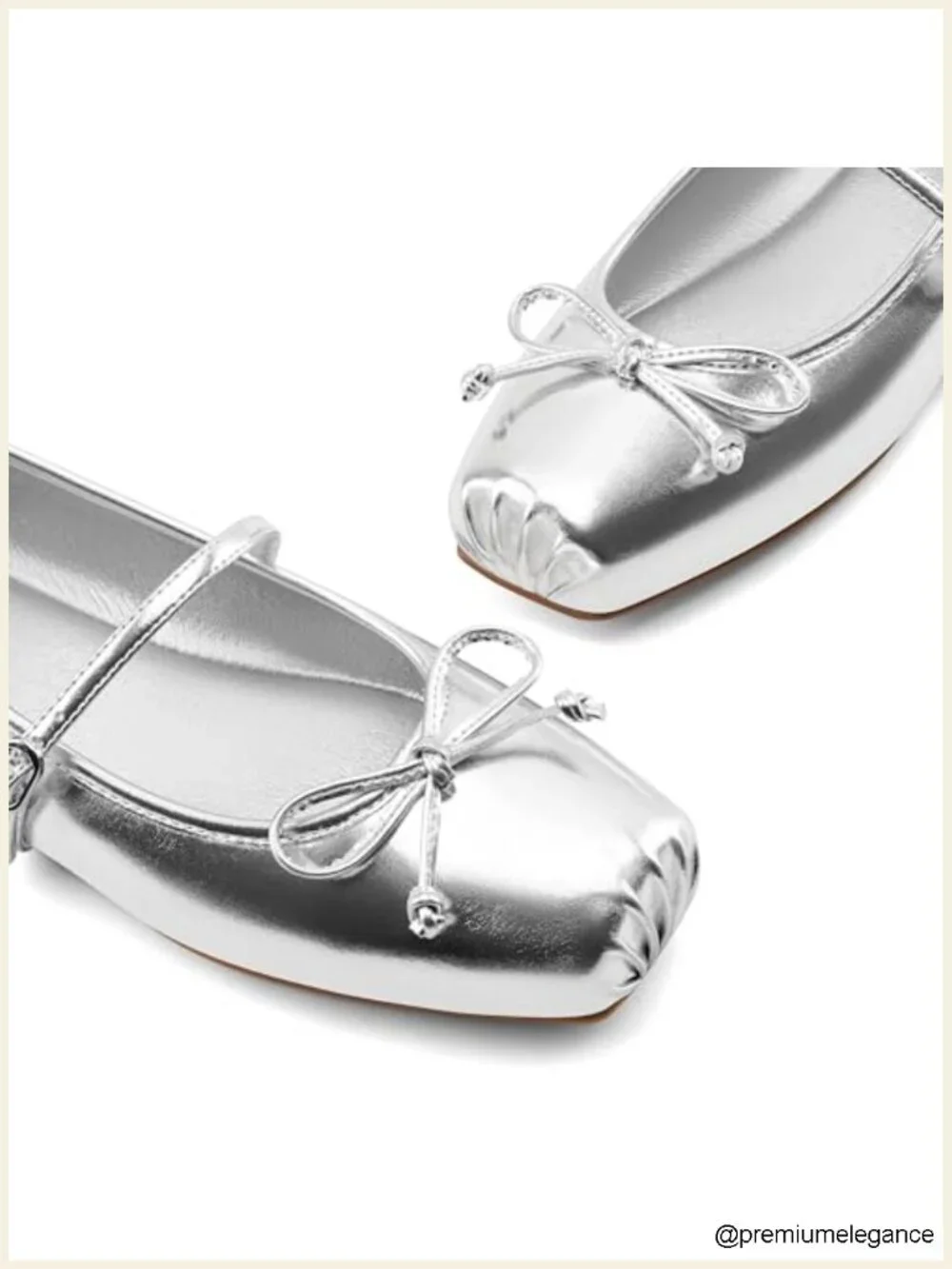 Square Toe Mary Jane Ballet Flats with Bow Buckle Strap – Cushioned PU